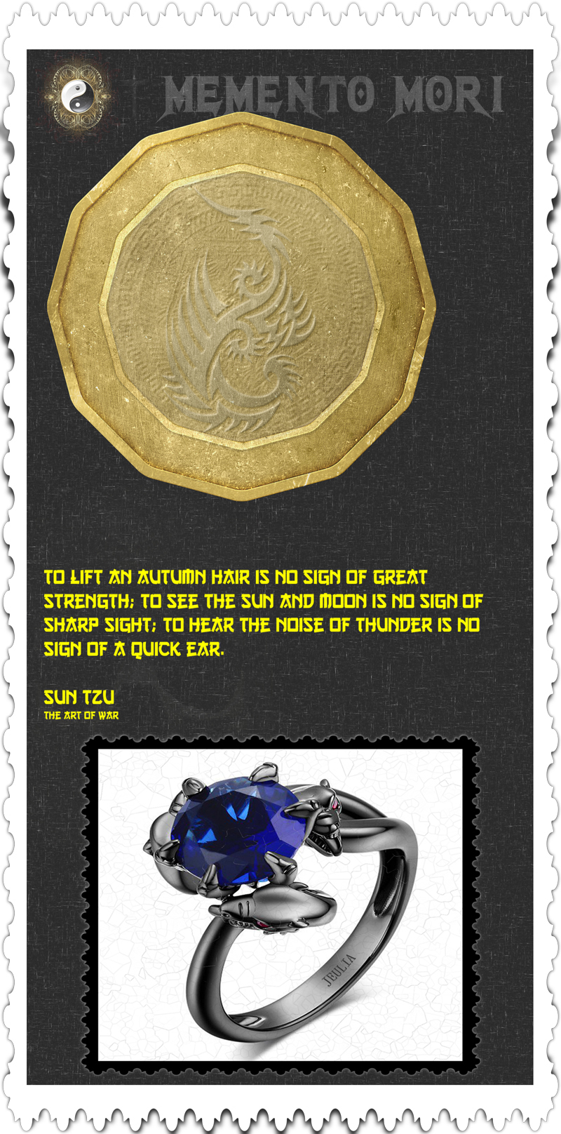 Jeulia Black Tone Round Cut Created Sapphire Dragon Ring