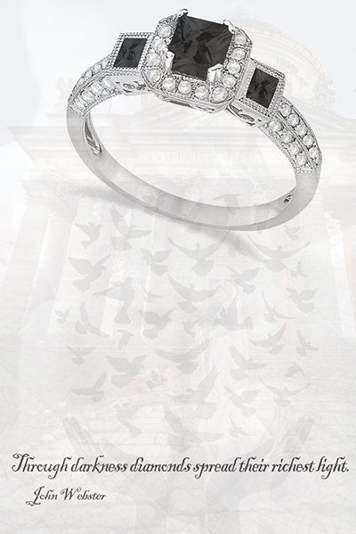 Image of Black Diamond and Diamond Engagement Ring 14k White Gold (1.35ctw) by Allurez priced at $2750.00 (subject to change), on a custom image of product available from Allurez.