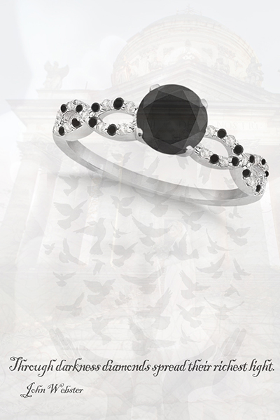  Image of Diamond and Black Diamond Infinity Engagement Ring 14K White Gold 0.96ct by Allurez priced at $1650.00 (subject to change), on a custom image of product available from Allurez.