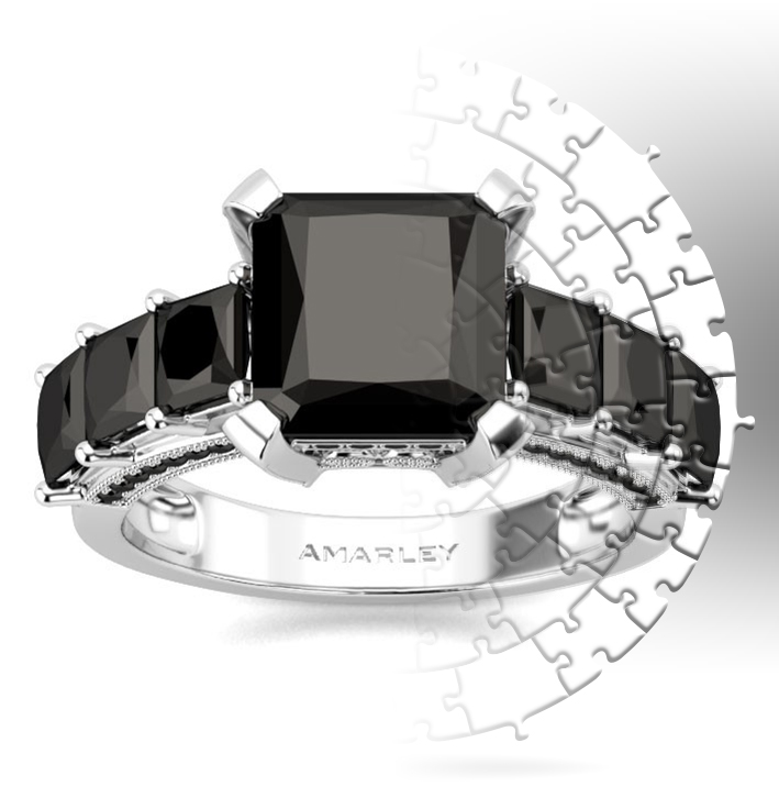 Amarley Black Range - Sterling Silver 2.5 CT. Princess Cut Black CZ Cubic Zirconia Promise Ring