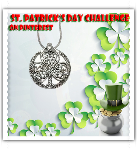 925 Sterling Silver Celtic Shamrock Three-Leaf Clover and Braided Claddagh, Rhodium Plated Chain