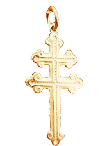 Cross of Lorraine French Foreign Legion Magnum Pendant Solid 14k Gold By Ezi Zino Certificate