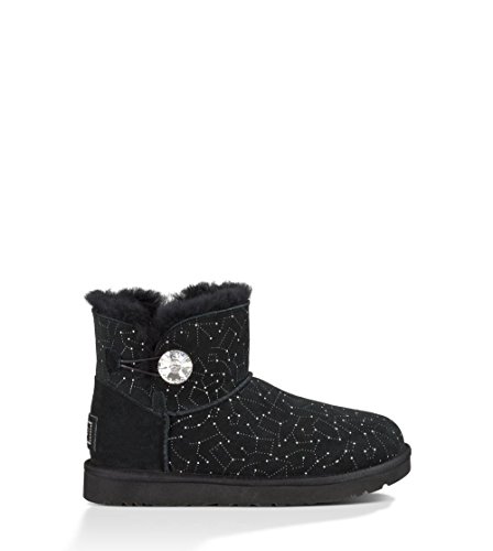 This cozy boot gets a glam look thanks to Swarovski® crystals shining from this season's 3D Metallic Constellation print. A Swarovski® crystal button finishes this water-resistant suede style, while the plush wool insole and lightweight, flexible outsole deliver signature UGG® comfort.