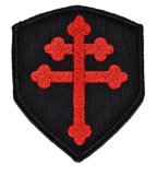 Cross of Lorraine Crusader's Cross 3x2.5 Shield Military Patch / Morale Patch - Black with Red